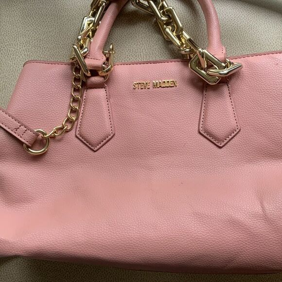 Steve Madden Pink Handbag with Gold Chain Cross Body EUC Barbie Barbiecore - Picture 5 of 6